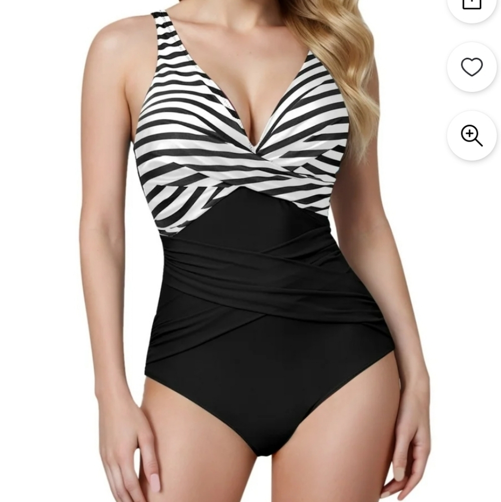 Black and White Striped Women's Swimsuit